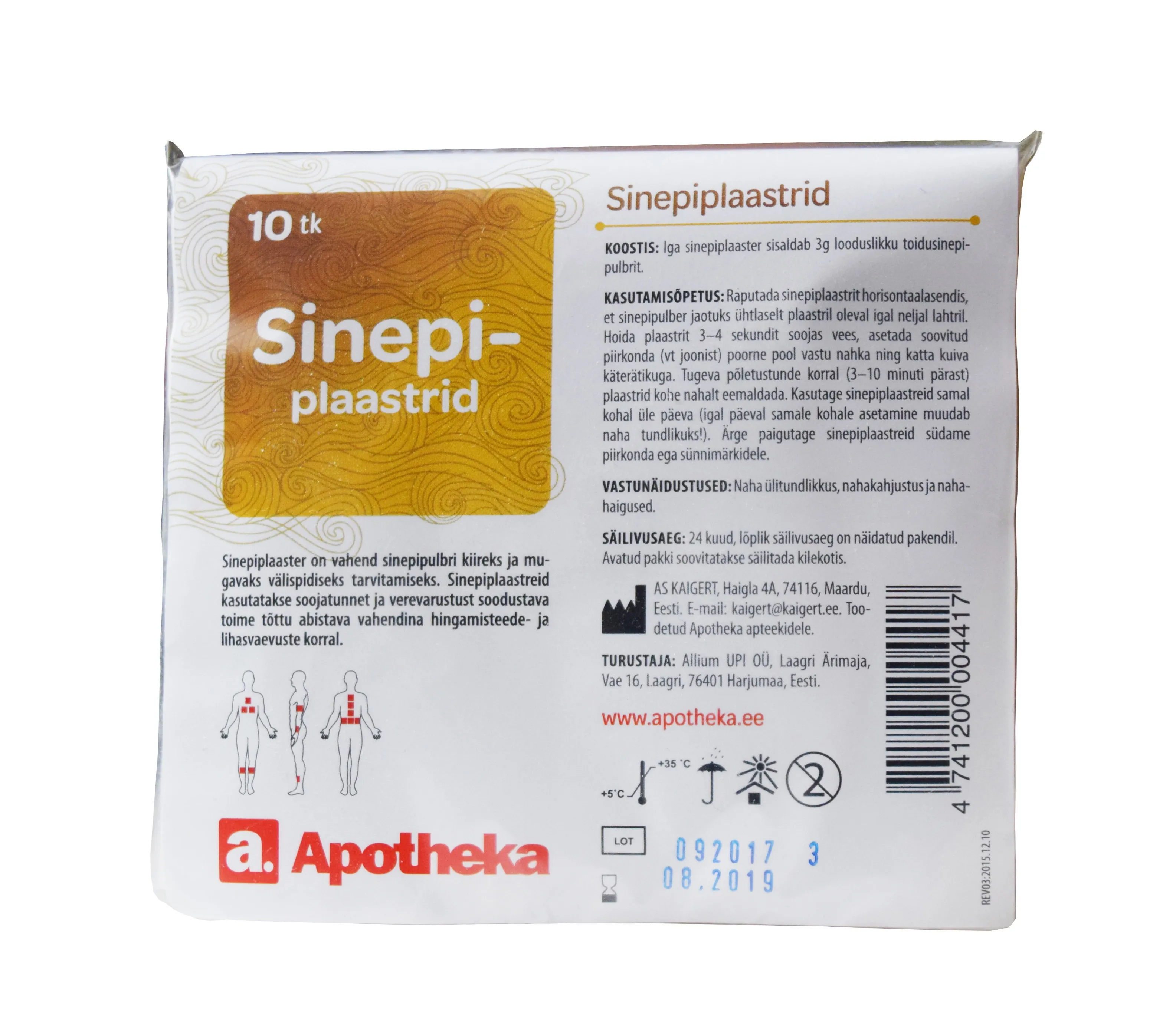 A. SINEPIPLAASTER N10 - Tootepilt 