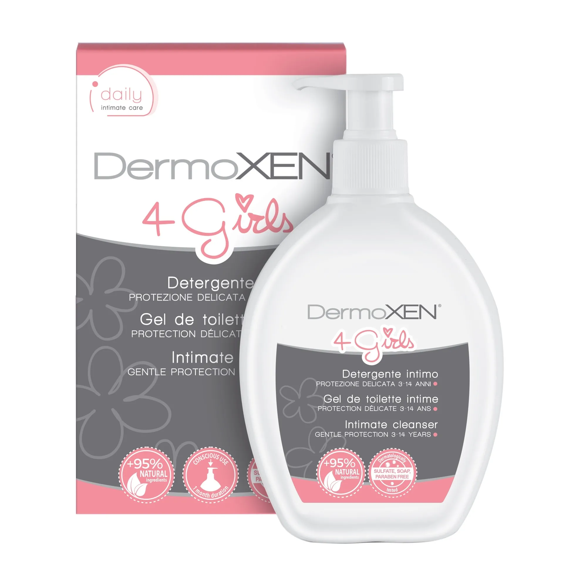 DERMOXEN INTIIMPESUGEEL TÜDRUKUTELE VANUSES 3-14A 200ML - Tootepilt 