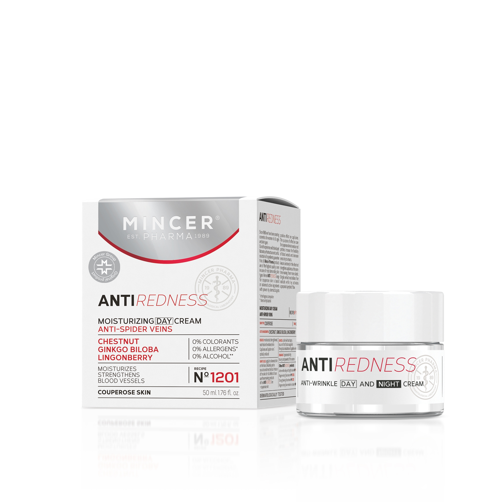 MINCER PHARMA REDNESS NÄOKREEM PUNETUSVASTANE 50ML - Tootepilt 