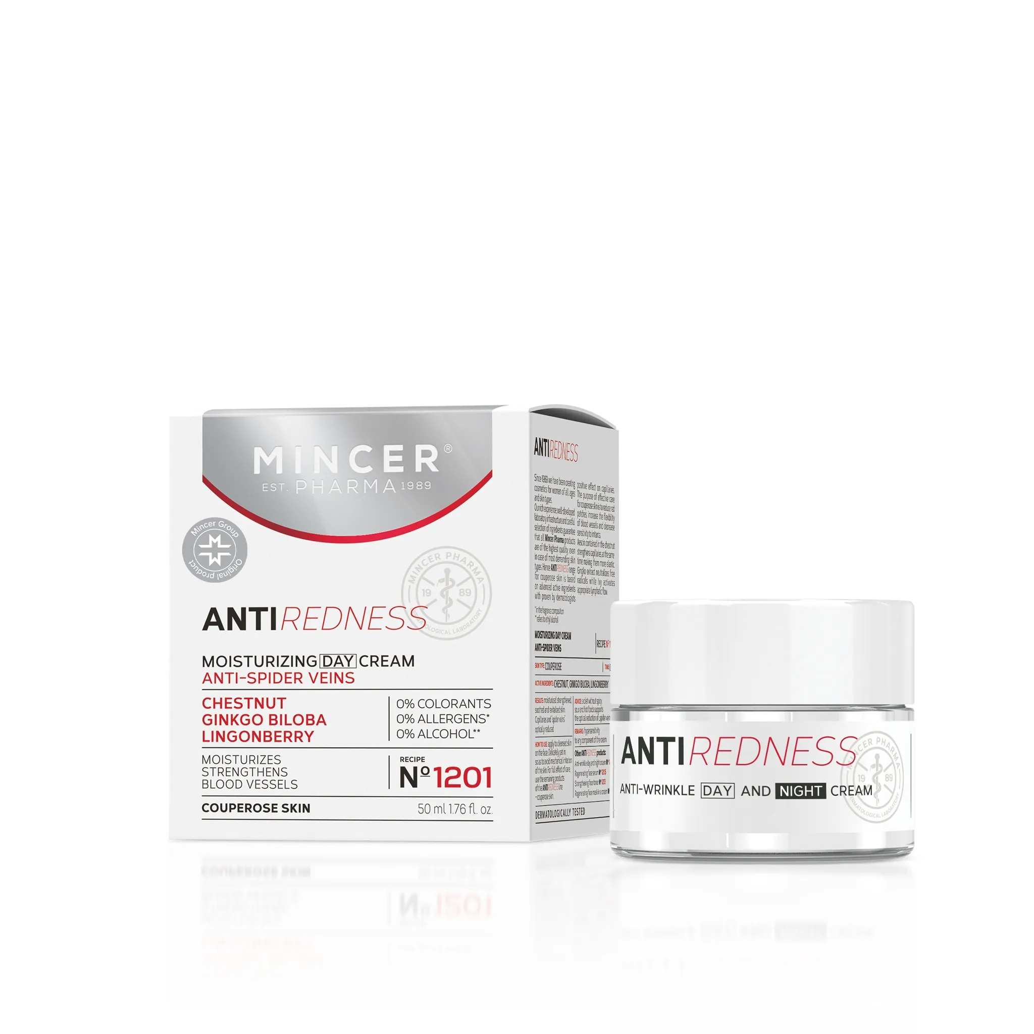 MINCER PHARMA REDNESS NÄOKREEM PUNETUSVASTANE 50ML - Tootepilt 