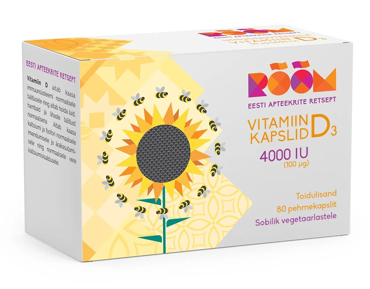 RÕÕM VITAMIIN D3 4000 IU (100 MCG) KAPSLID N80 - Tootepilt 