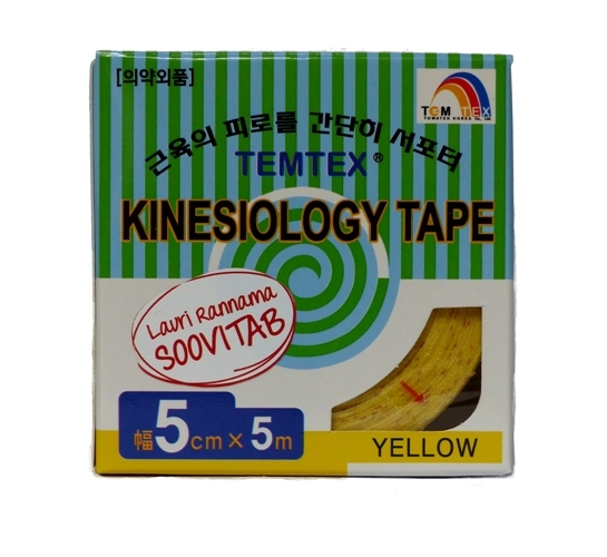 TEMTEX KINESIOLOOGILINE TEIP 5CMX5M KOLLANE N1 - Tootepilt 