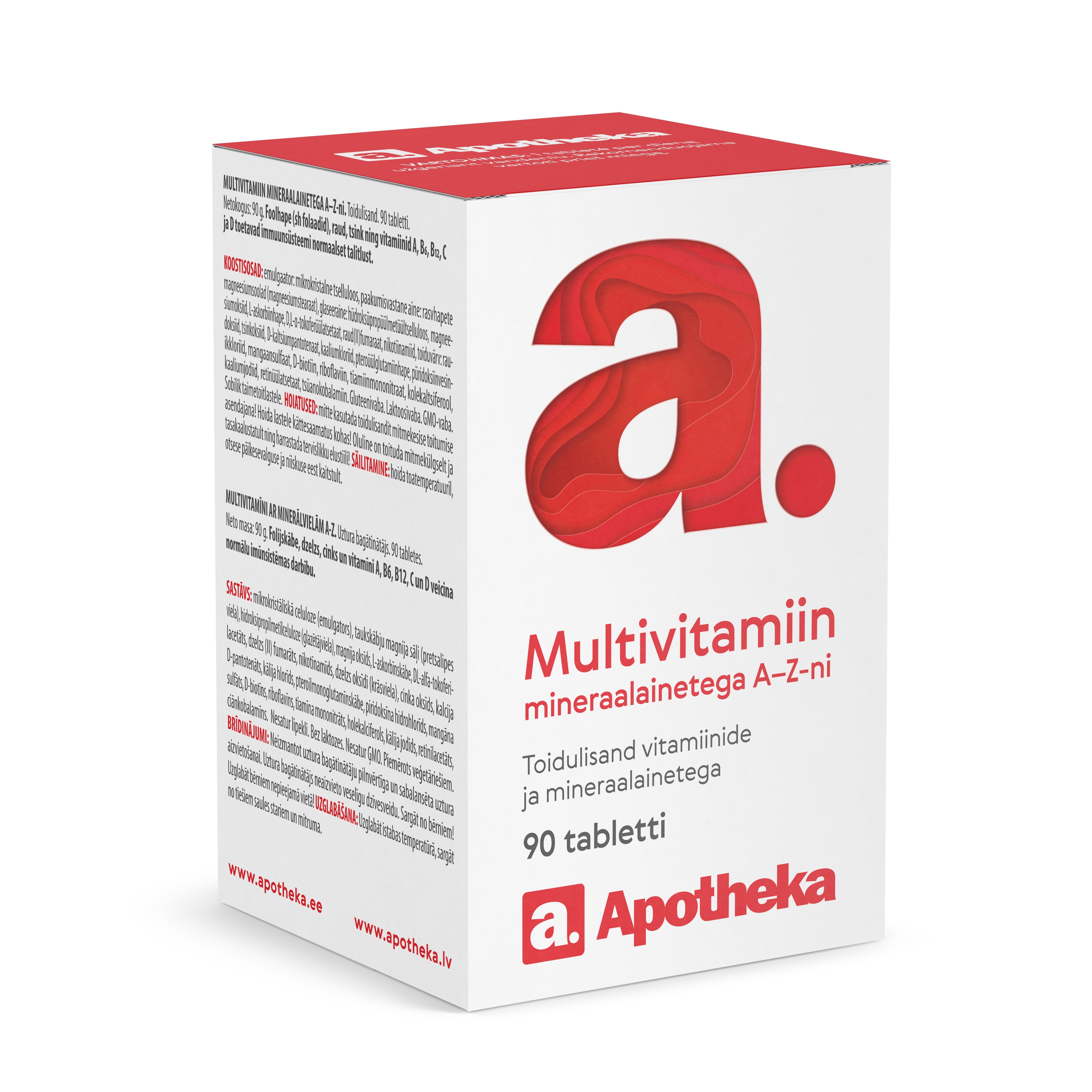 A. MULTIVITAMIIN MINERAALAINETEGA A-Z TBL N90 - Tootepilt 