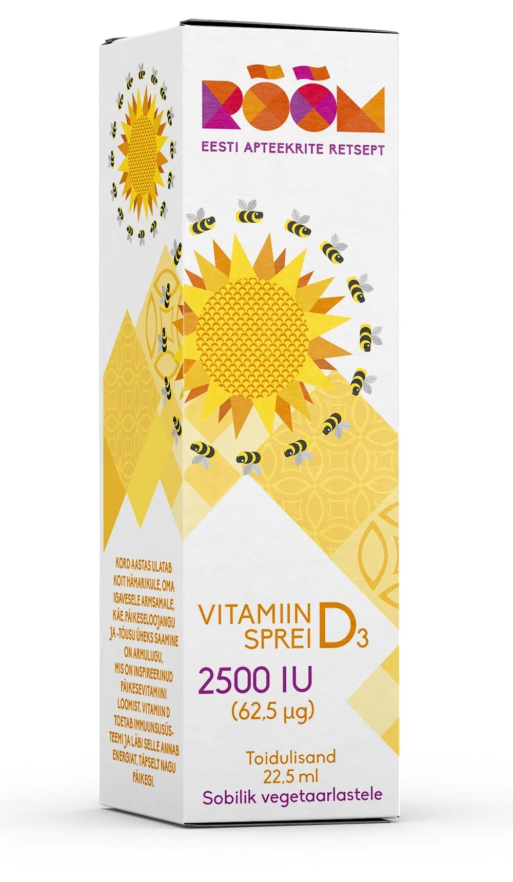 RÕÕM VITAMIIN D3 SPREI 2500 IU (62,5MCG) 22,5 ML - Tootepilt 