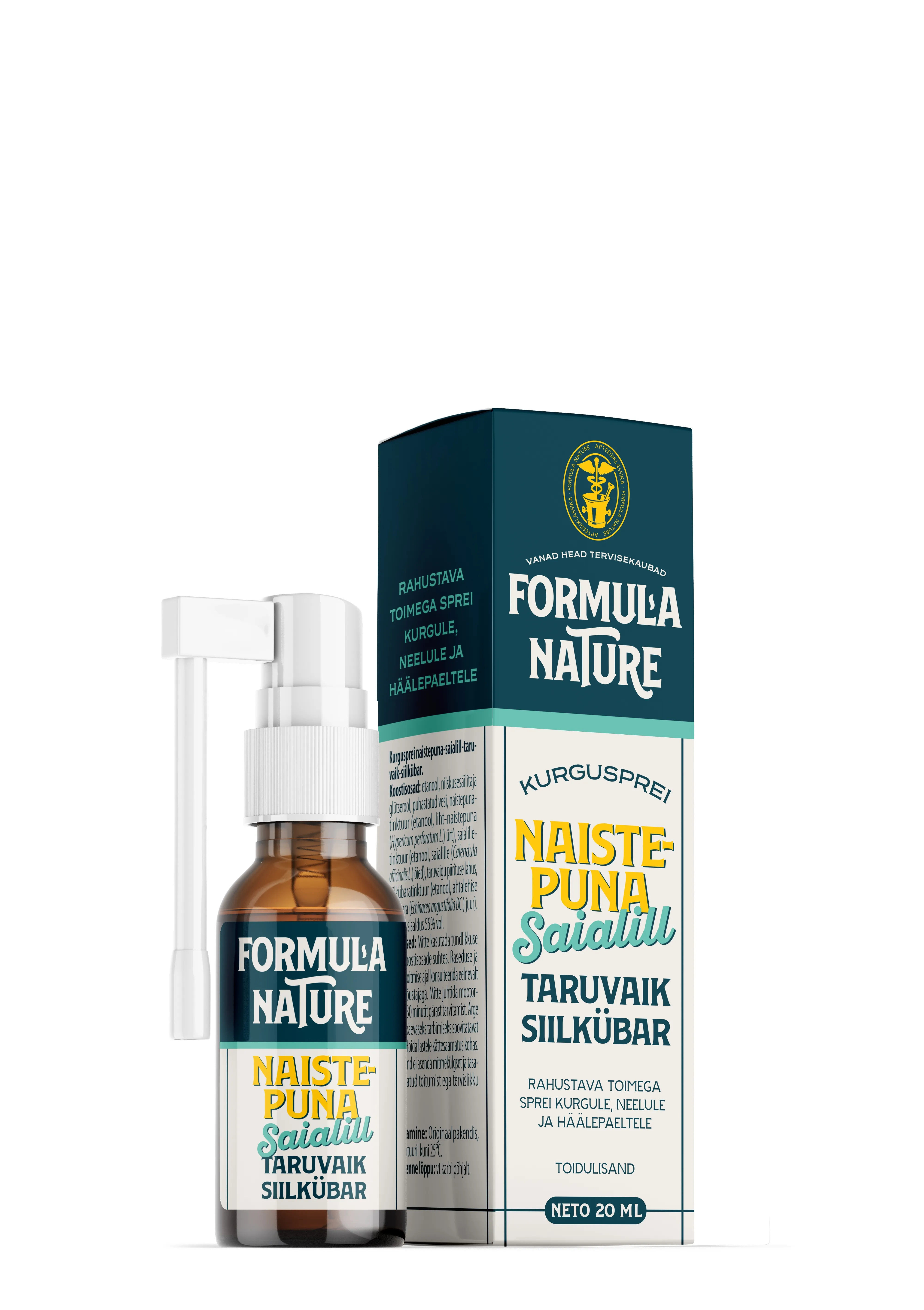 FORMULA NATURE KURGUSPREI NAISTEPUNA-SAIALILL-TARUVAIK-SIILKÜBAR 20ML - Tootepilt 