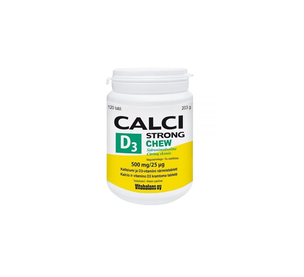 CALCISTRONG+VITAMIIN D3 CHEW LEMON TBL N120 - Tootepilt 