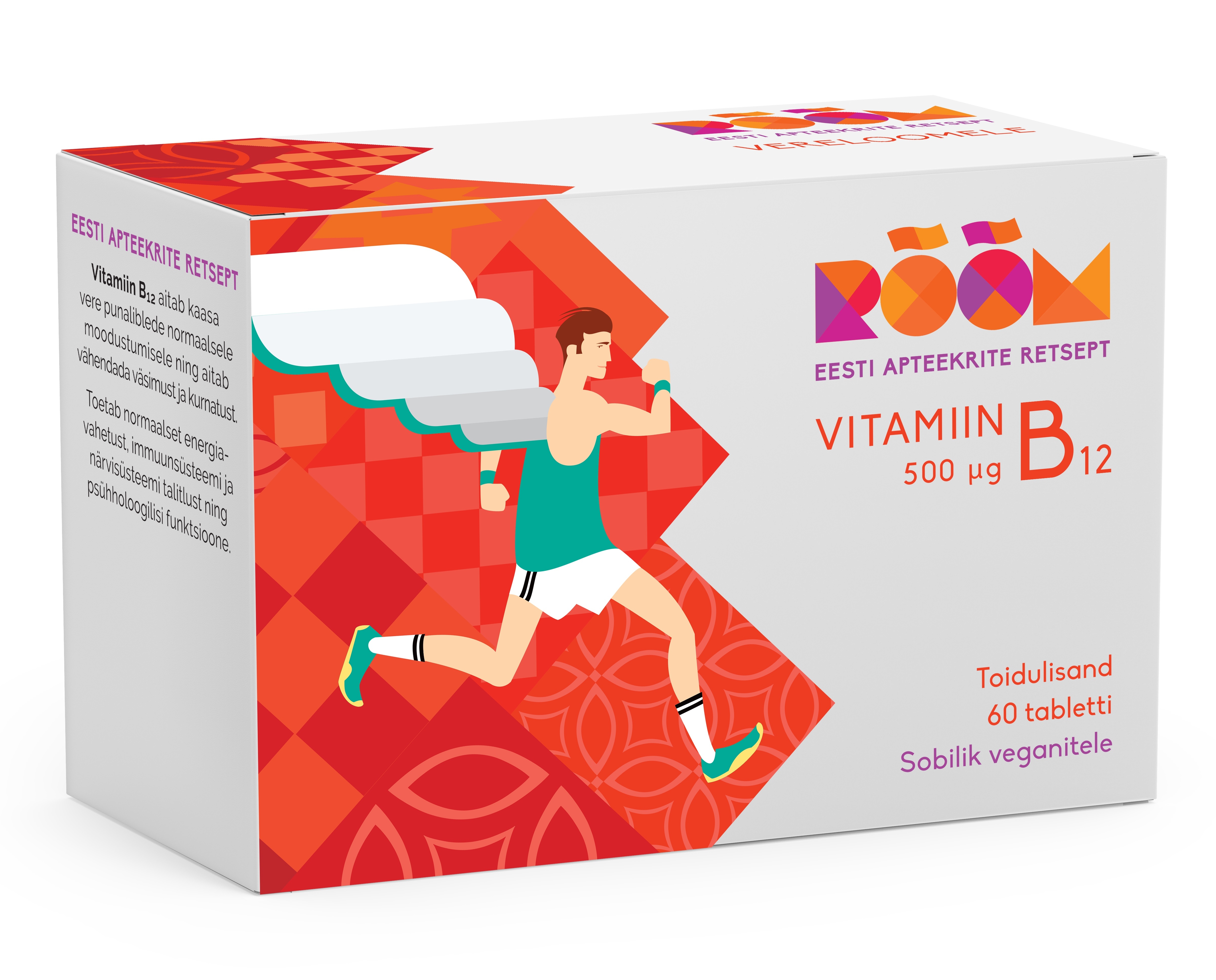 RÕÕM VITAMIIN B12 500MCG TBL N60 - Tootepilt 