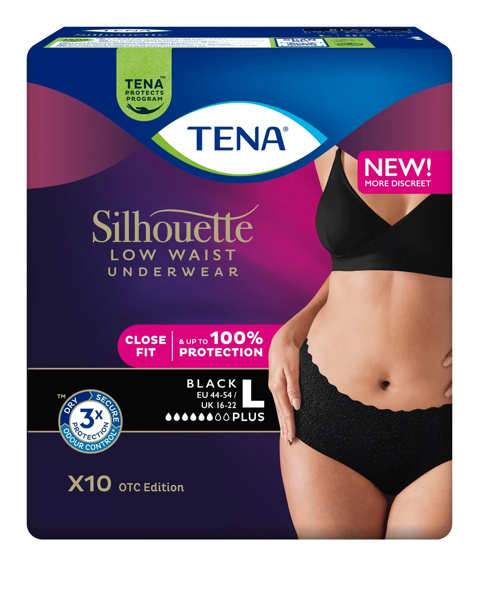 TENA SILHOUETTE PANTS PLUS MUSTAD L N10 - Tootepilt 