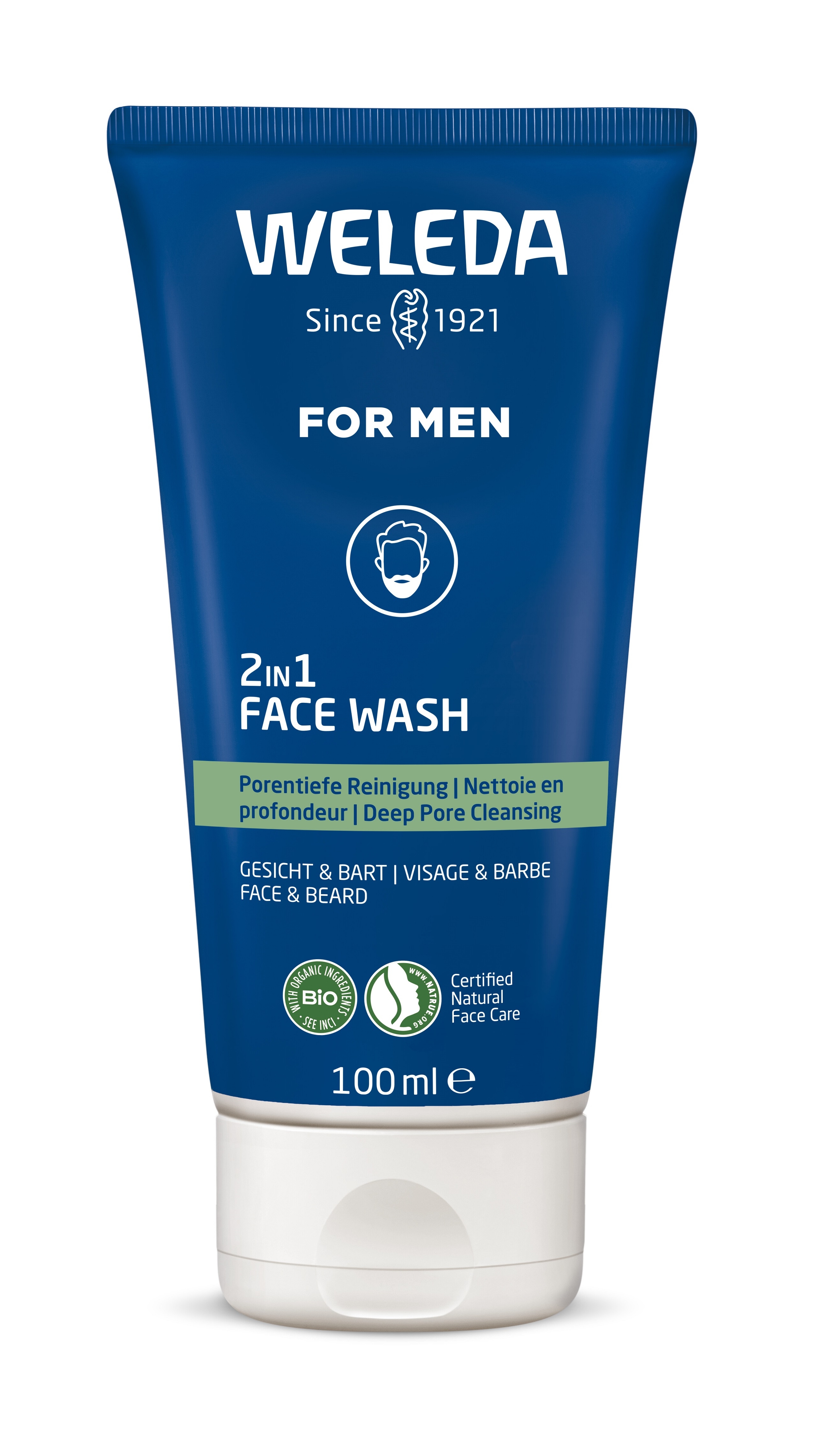 WELEDA MEN PUHASTUSGEEL NÄOLE JA HABEMELE VÄRSKENDAV 100ML - Tootepilt 