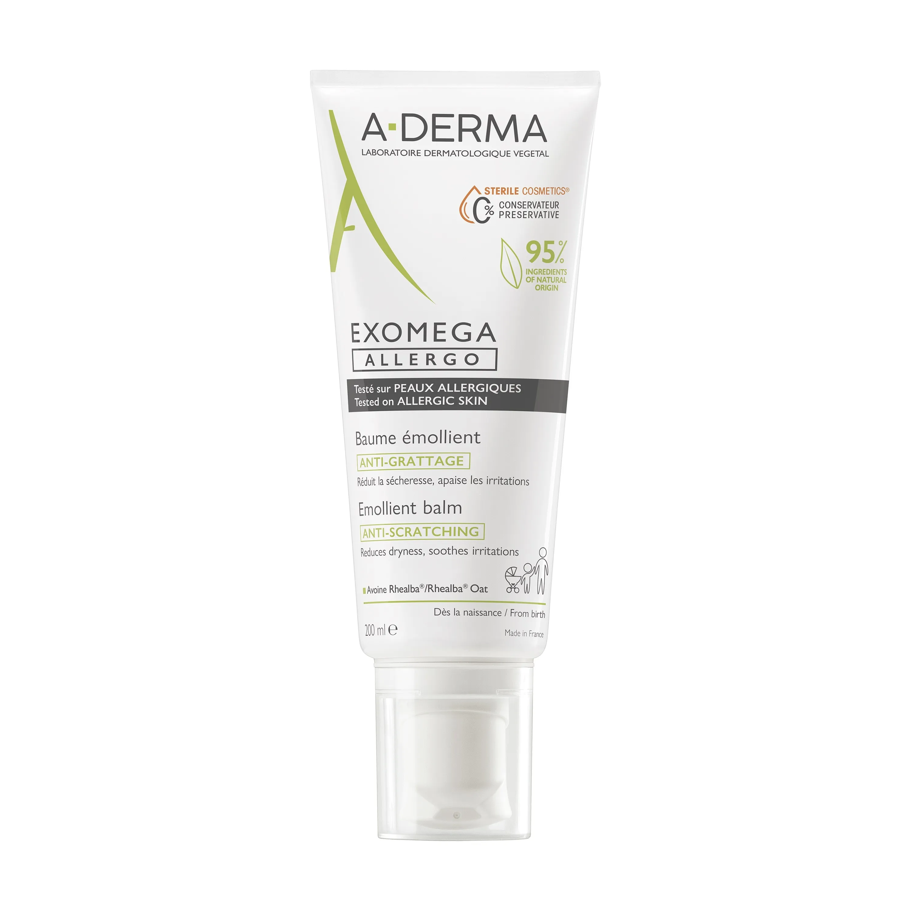 A-DERMA EXOMEGA ALLERGO PALSAM SÜGELUSVASTANE 200ML - Tootepilt 2