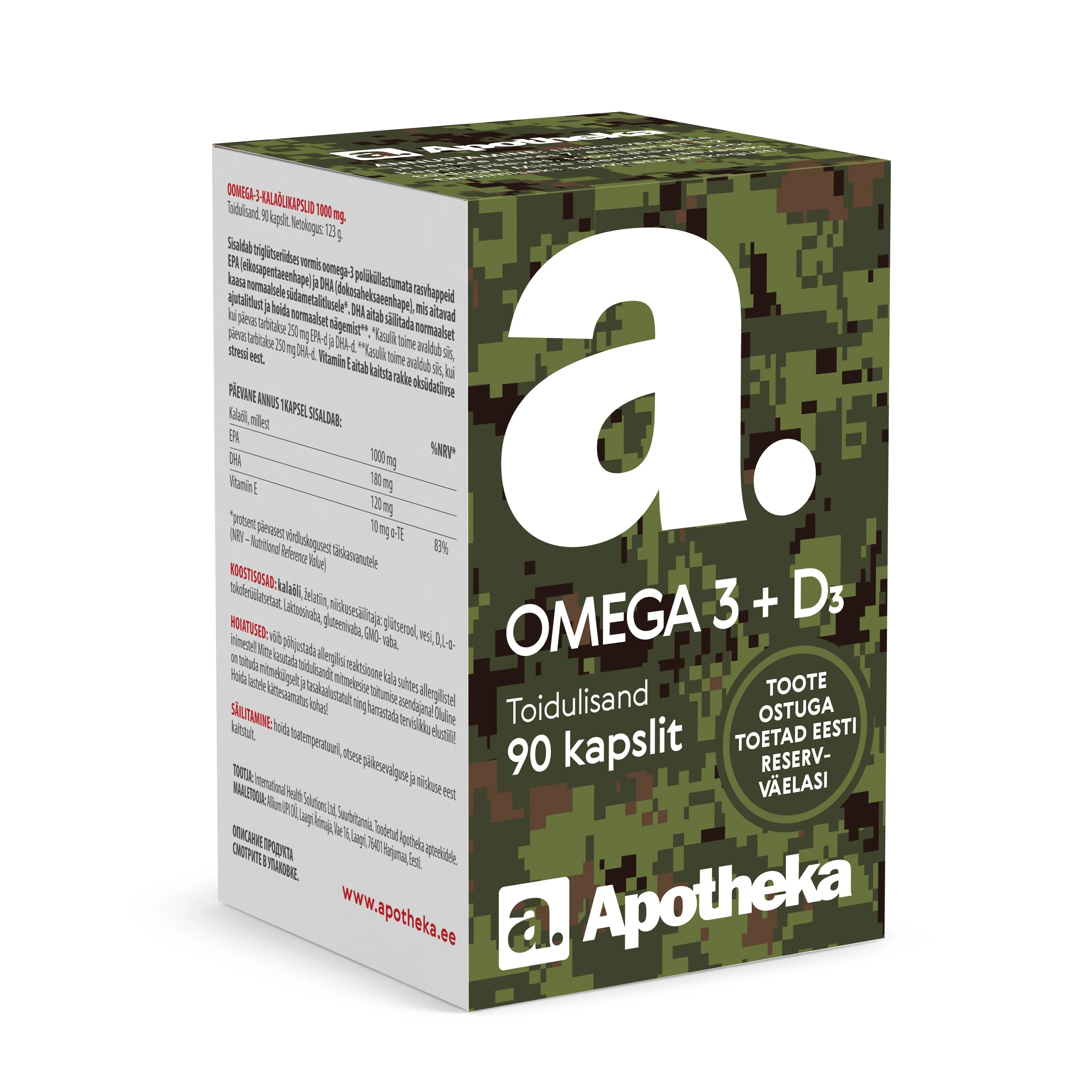 A. OOMEGA-3 KALAÕLI + VITAMIIN D3 KAPSLID N90 - Tootepilt 
