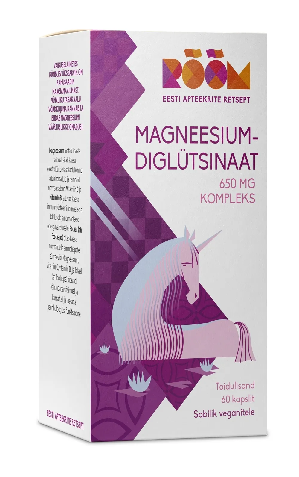 RÕÕM MAGNEESIUMDIGLÜTSINAAT 650MG KOMPLEKS N60 - Tootepilt 