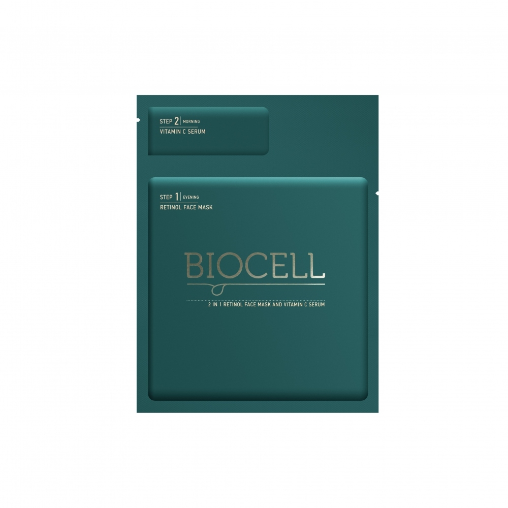 BIOCELL 2IN1 NÄOMASK RETINOOLIGA + VITAMIIN C SEERUM N1 - Tootepilt 