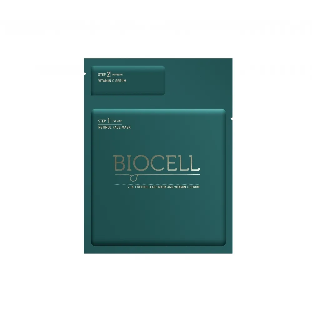 BIOCELL 2IN1 NÄOMASK RETINOOLIGA + VITAMIIN C SEERUM N1 - Tootepilt 
