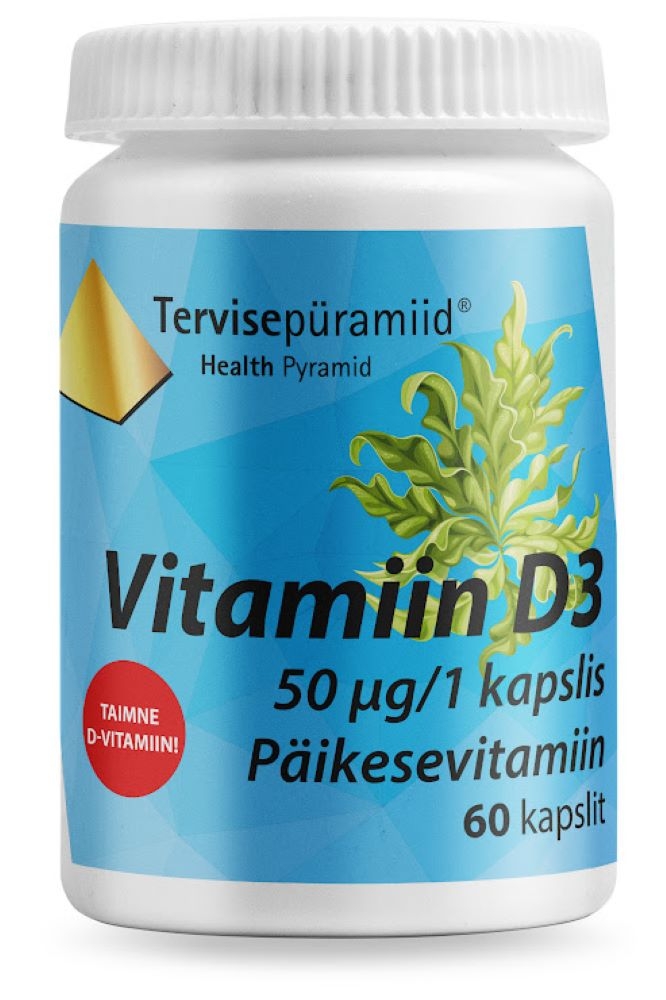 TERVISEPÜRAMIID VIT D3 KAPSLID TAIMNE 50MCG N60 - Tootepilt 
