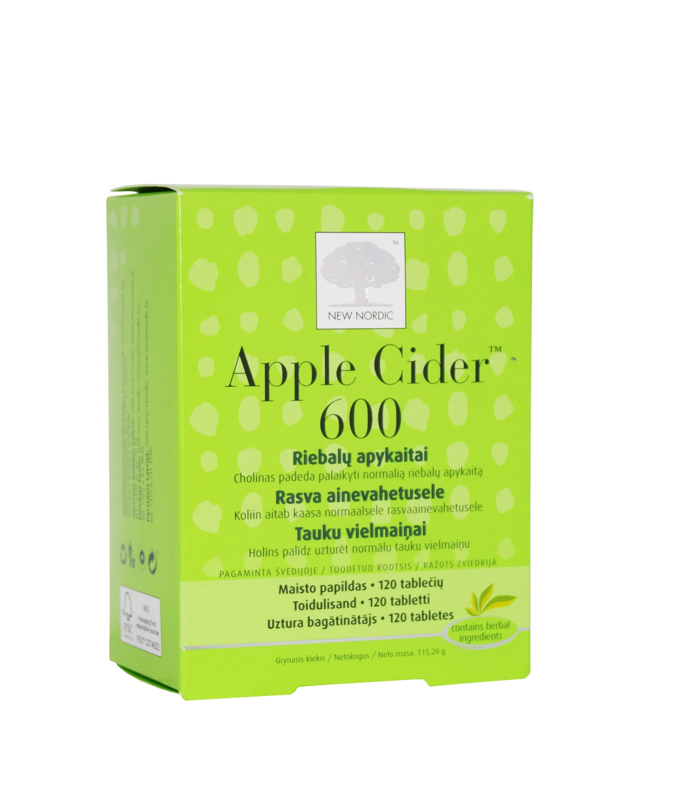NEW NORDIC APPLE CIDER TBL 600MG N120 - Tootepilt 