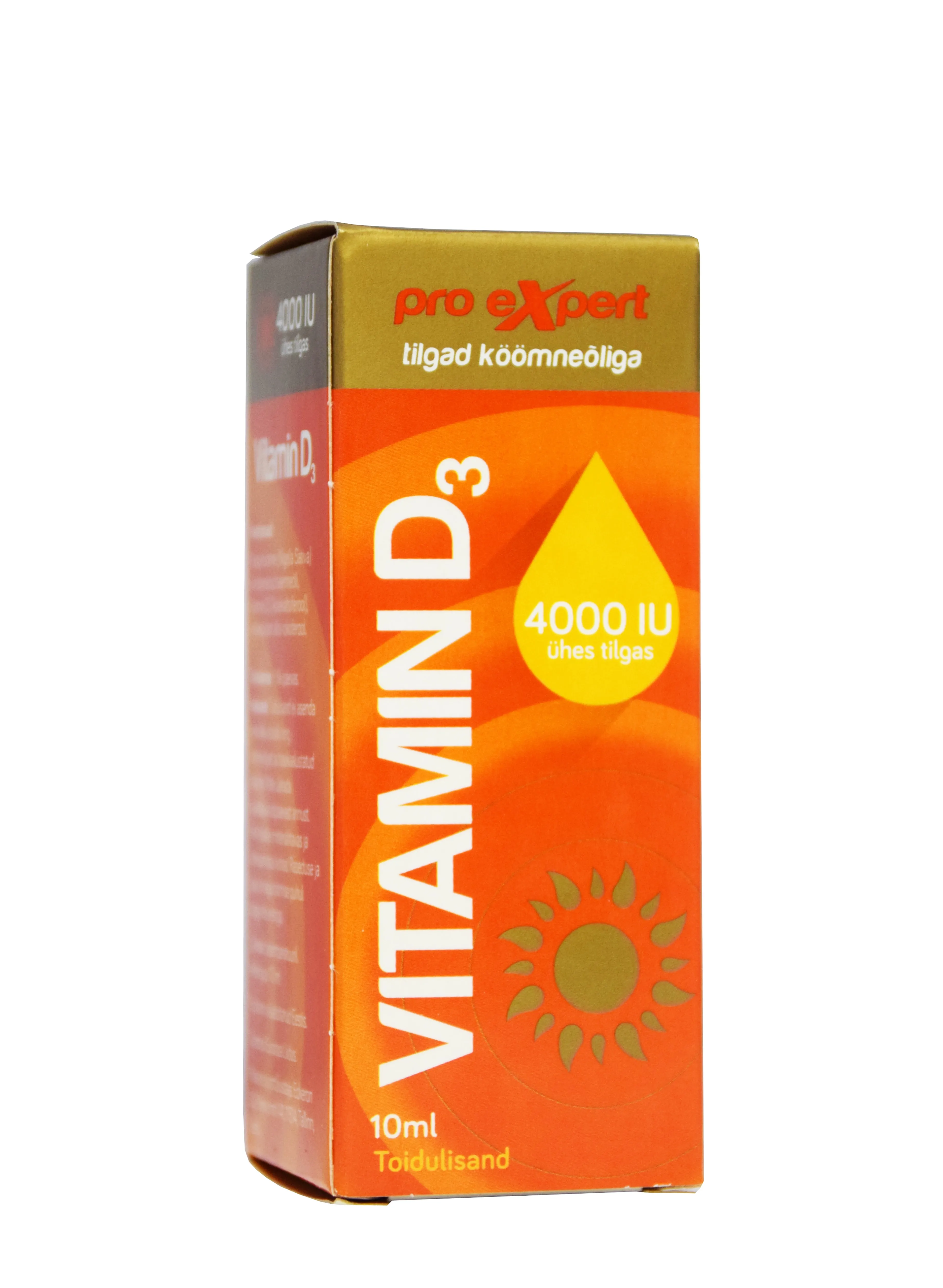 VITAMIN D3 PRO EXPERT 4000IU TILGAD KÖÖMNEÕLIGA 10ML - Tootepilt 