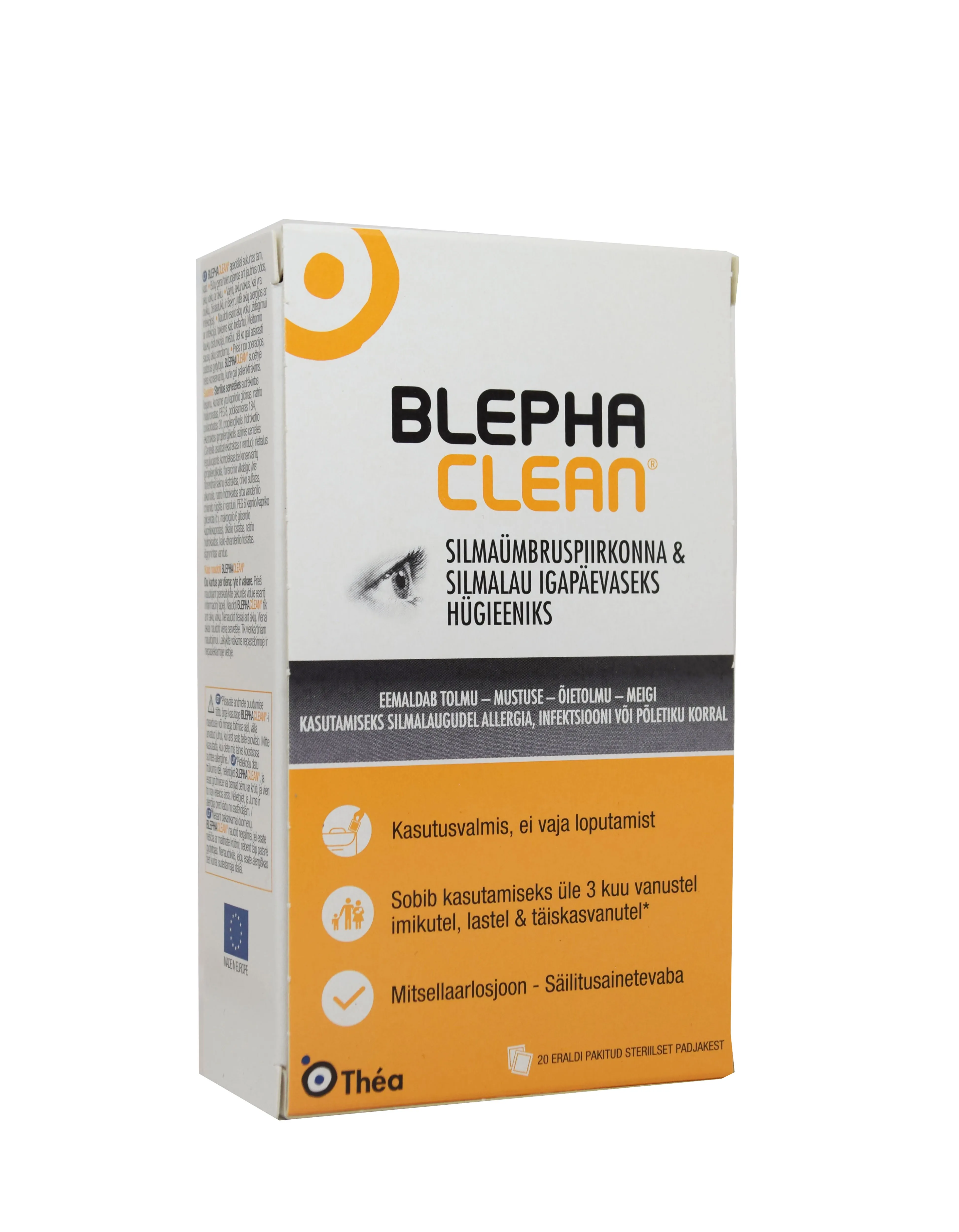 BLEPHACLEAN NIISUTATUD LAPID N20 SILMALAUGUDE HÜGIEENIKS - Tootepilt 