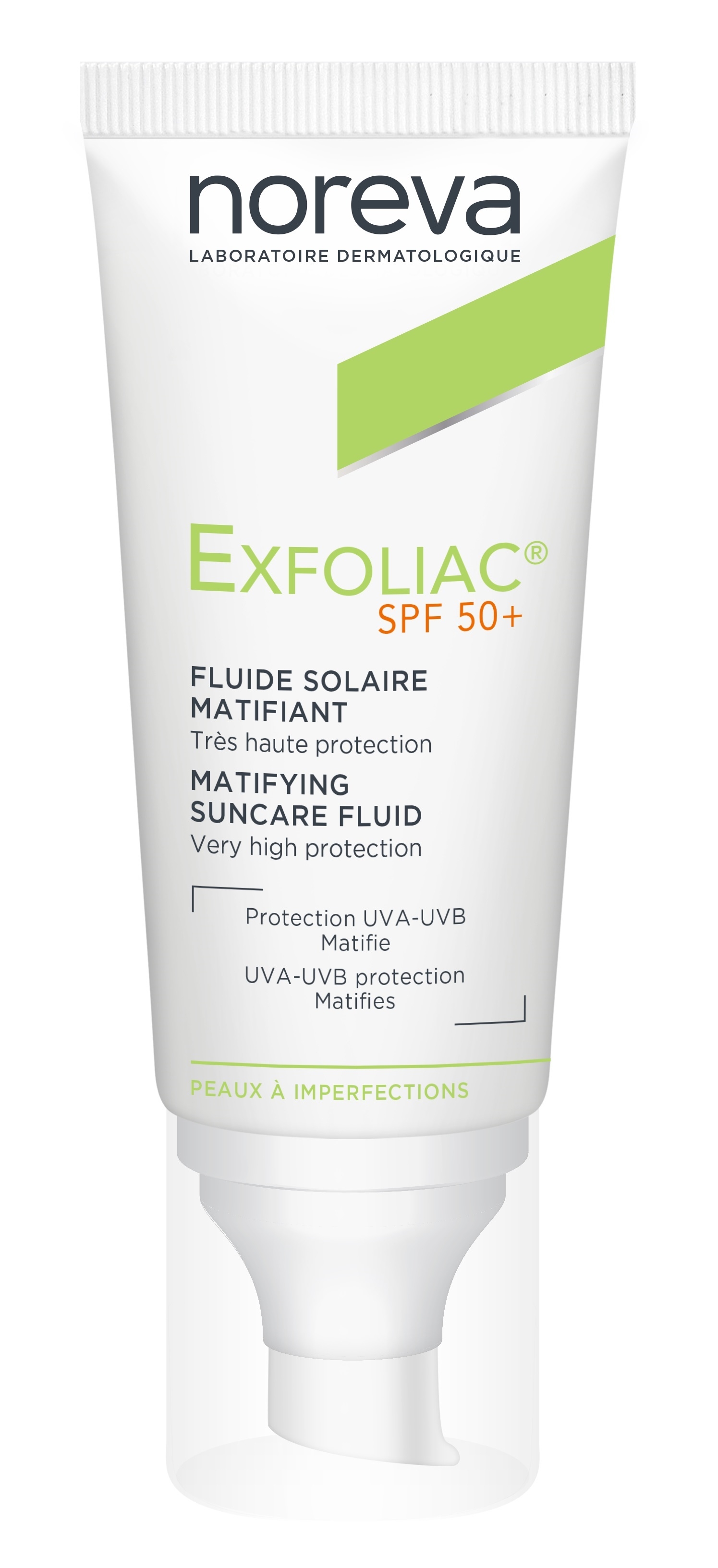 NOREVA EXFOLIAC PÄIKESEKREEM SPF50+ AKNELISELE NAHALE 40ML - Tootepilt 