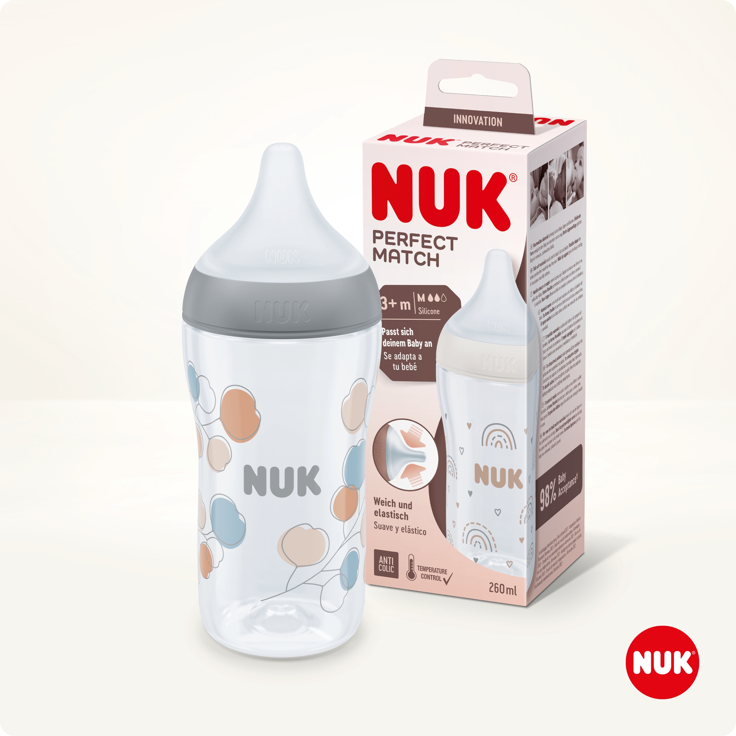 NUK PERFECT MATCH LUTIPUDEL SILIK. M 260ML - Tootepilt 