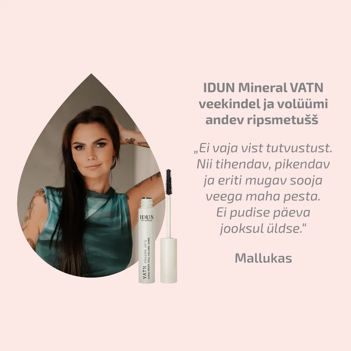 IDUN RIPSMETUSH VATN VEEKINDEL JA VOLÜÜMI ANDEV MUST 9ML - Tootepilt 2