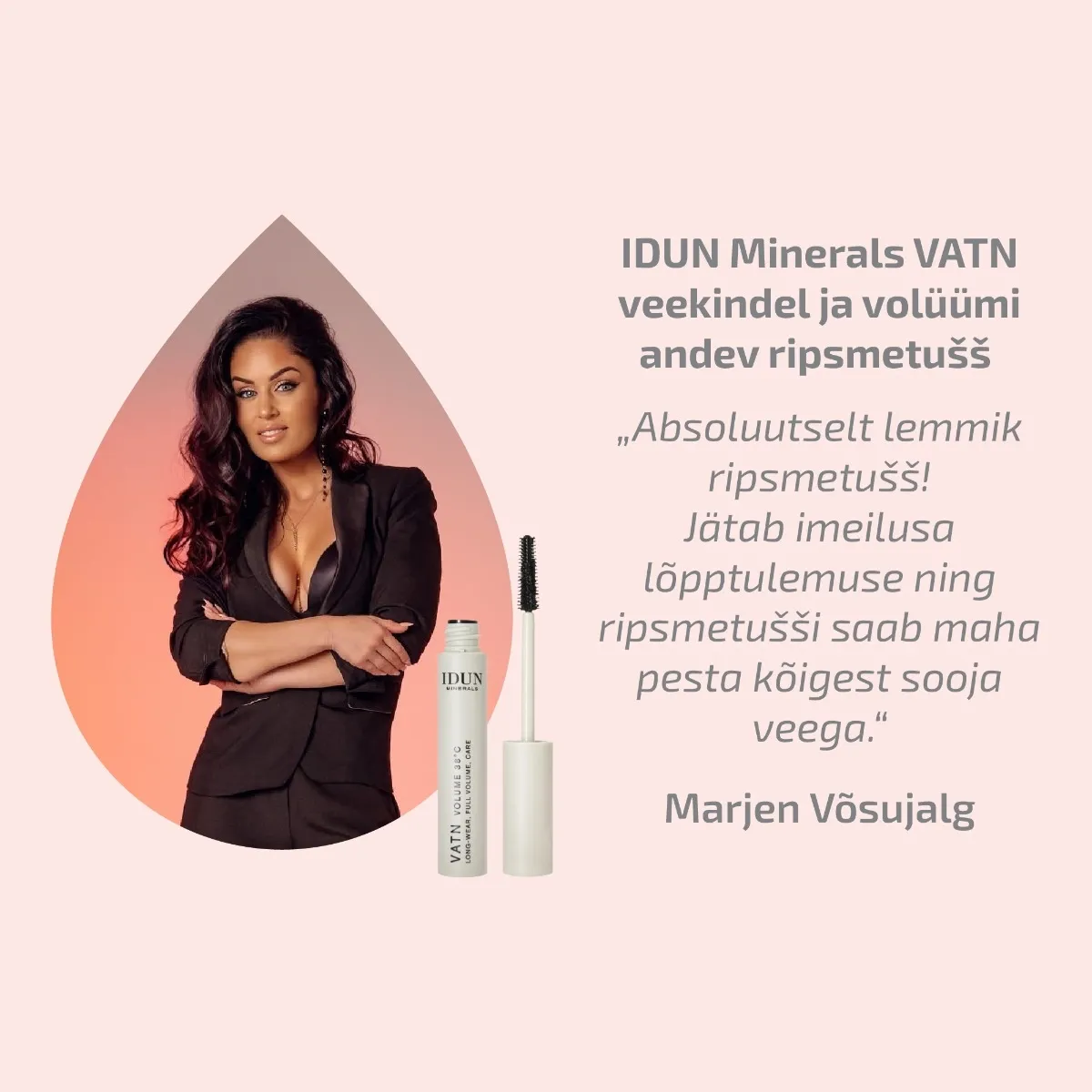 IDUN RIPSMETUSH VATN VEEKINDEL JA VOLÜÜMI ANDEV MUST 9ML - Tootepilt 3